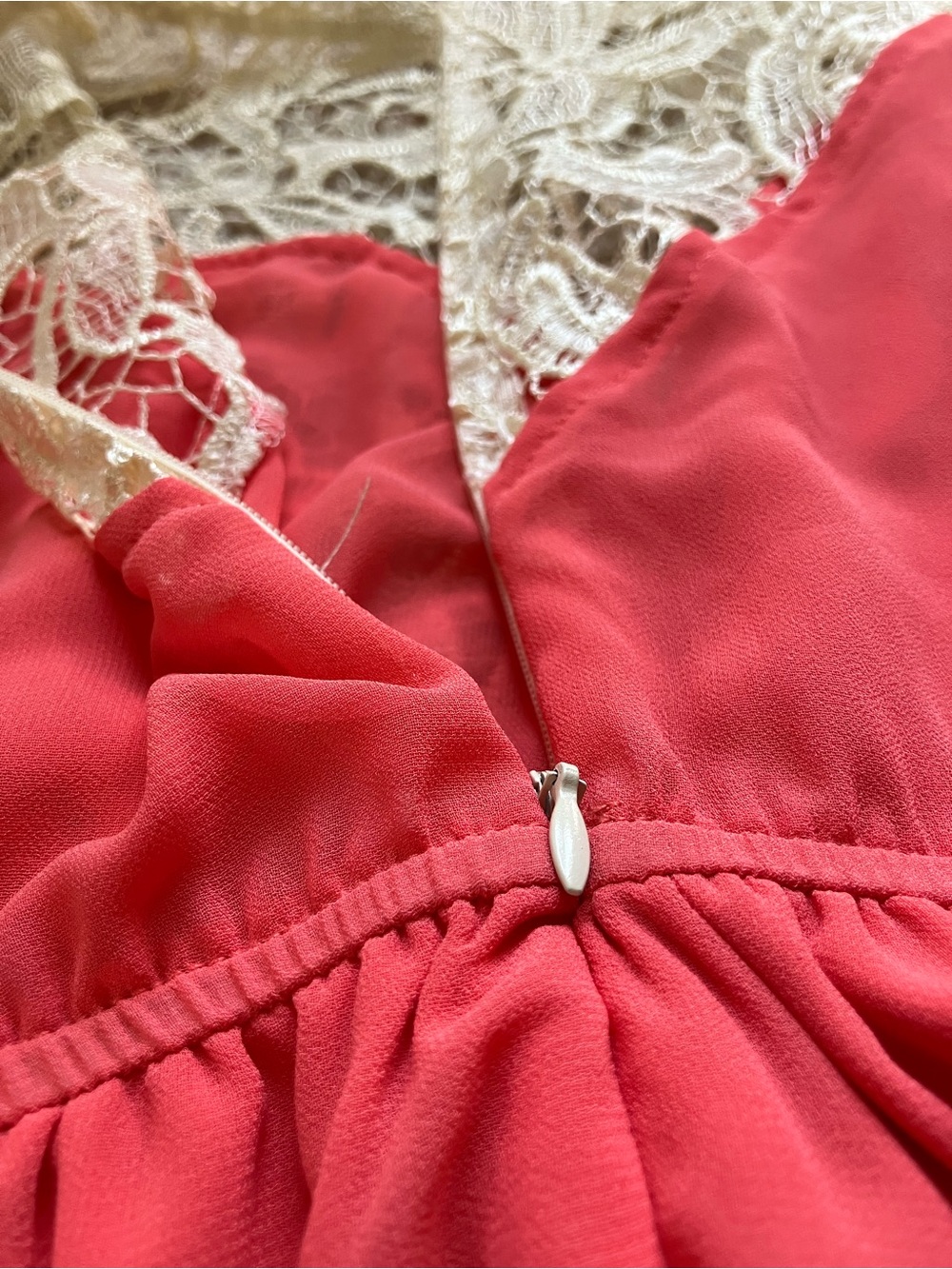 Pink Lily Coral and Cream Lace Cocktail Dress - Picture 6 of 6